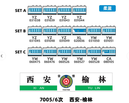 25B型 7005/7006次 セットC（ソフトブルー 6両）／ライトなし